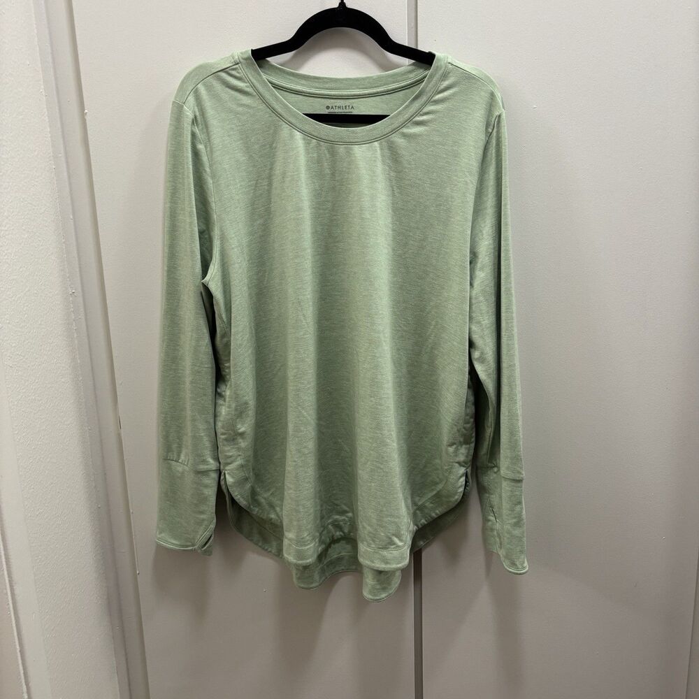 Athleta Sz 1X Uptempo Activewear Mint Green Long Sleeve Workout Top Thumb Holes
